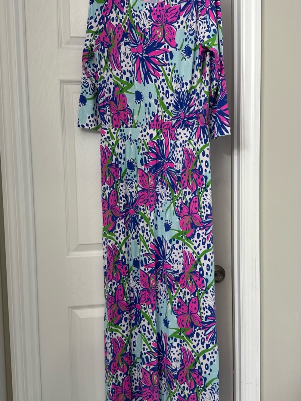 Lilly Pulitzer Floral Maxi Dress in Pink, Navy & Green
